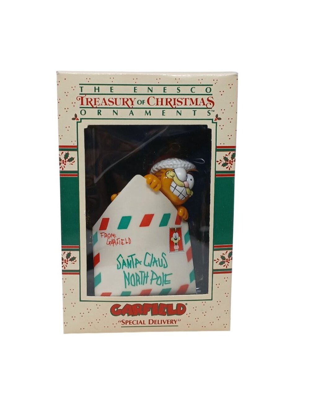 Garfield Special Delivery Christmas Ornament By Enesco Treasury 1981 W/Box #GS-8 - Picture 1 of 12